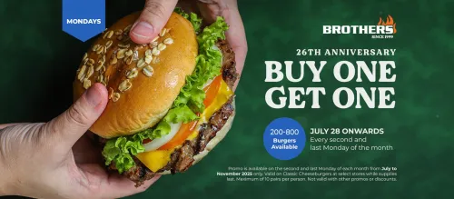 Brothers Burger: Buy One, Get One 26th Anniversary Promo
