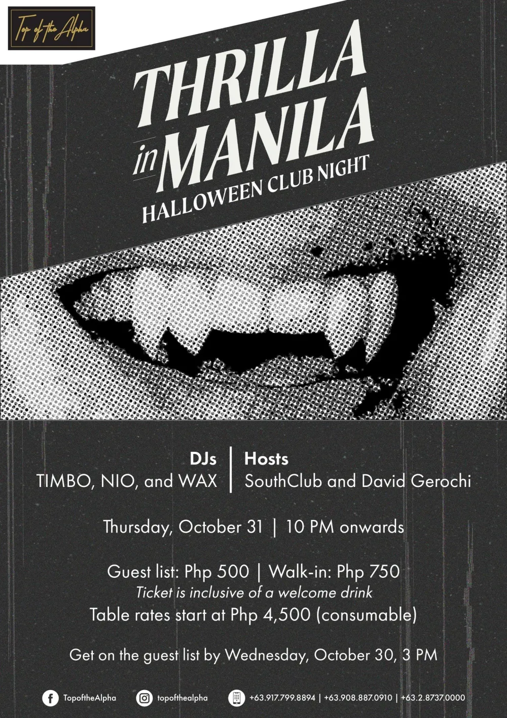 Thrilla in Manila Halloween Club Night
