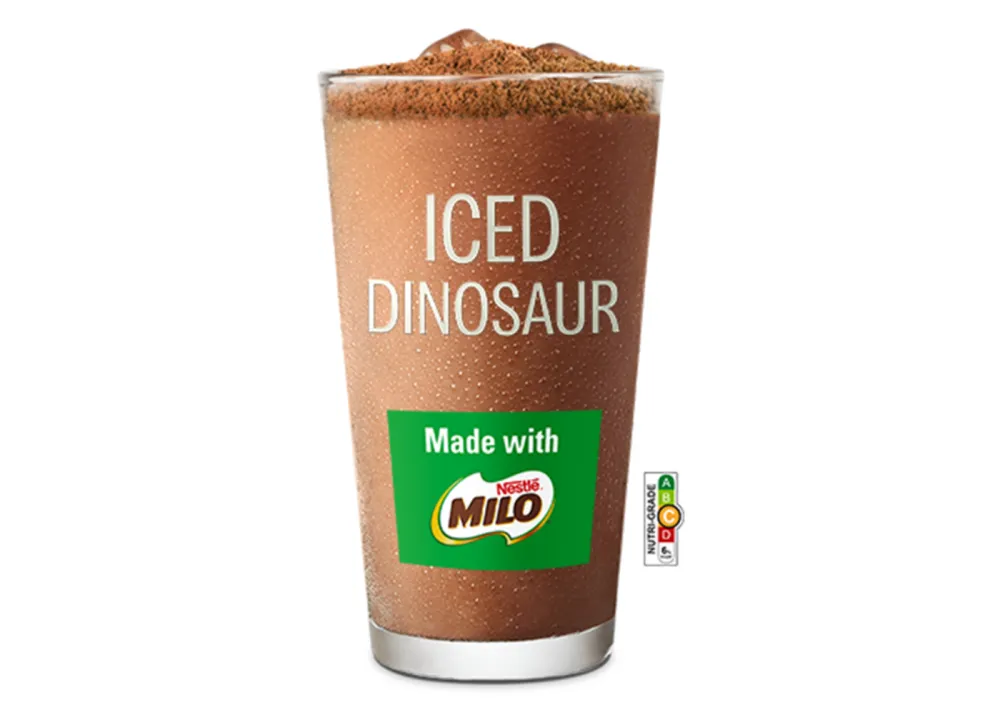 Iced Dinosaur is made for the Milo fans, iced, chocolatey, and sprinkled with Milo powder.