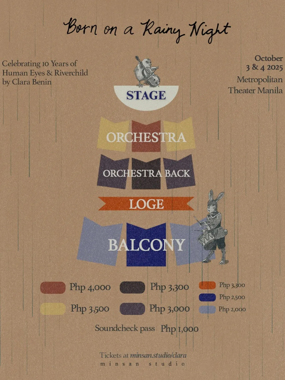 A seat plan with a vintage art layout