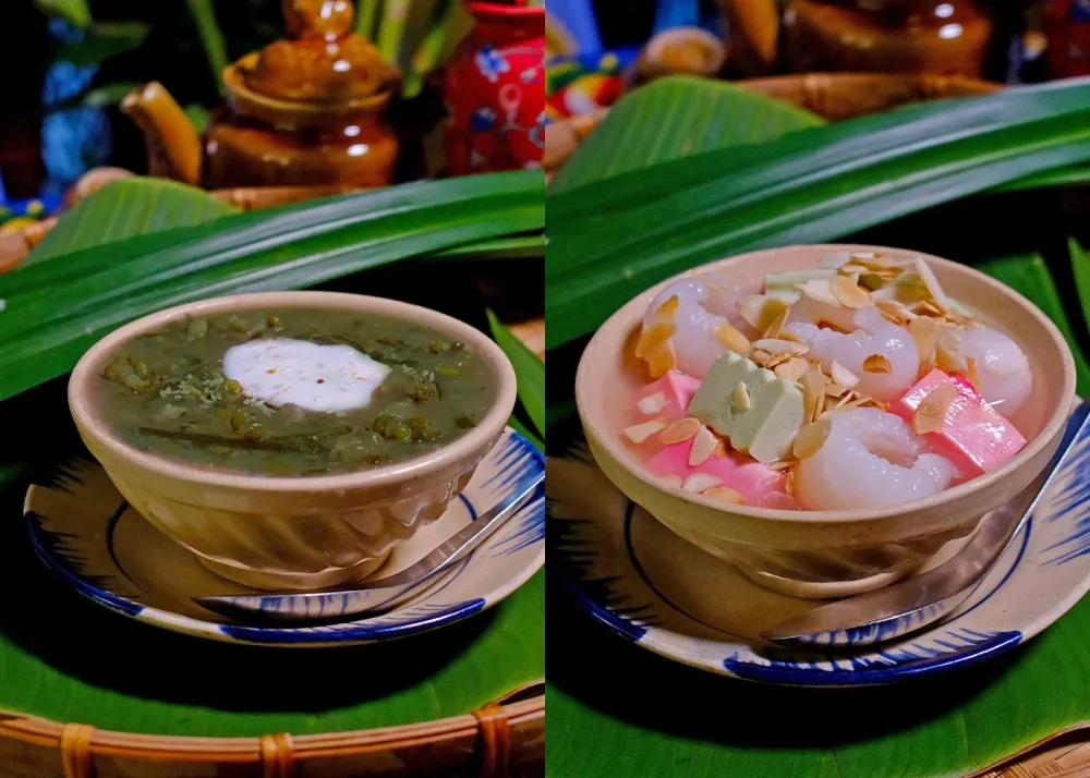 Cold green bean (left) and Panna cotta jelly (right)