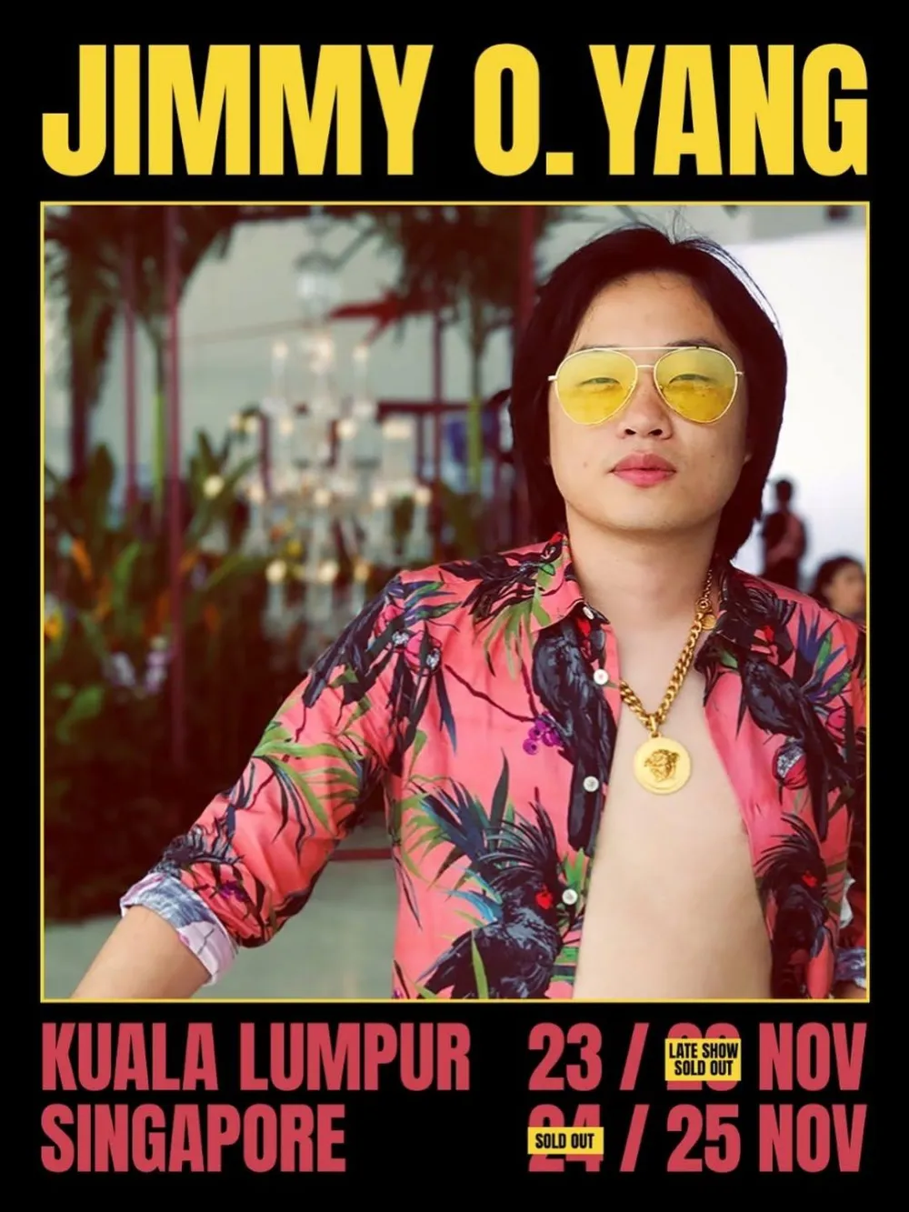 Schedule poster of Jimmy O. Yang's "Big & Tall" tour in Singapore and Kuala Lumpur
