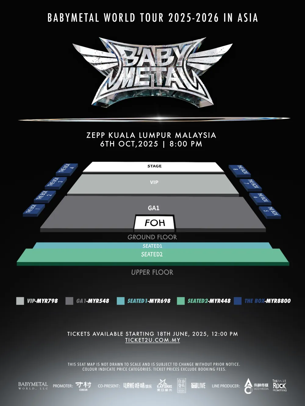 Official seat plan of BABYMETAL's World Tour in Kuala Lumpur
