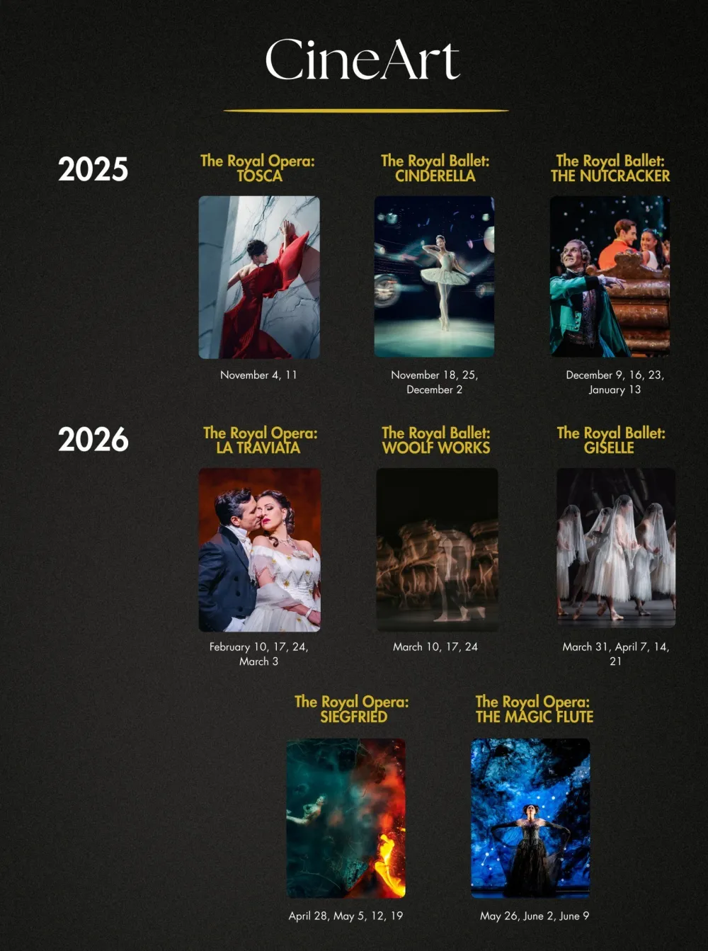 The film lineup for CineArts season 2