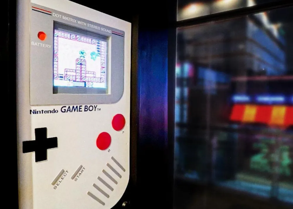 The Gameboy door of nostalgia themed speakeasy Take Me Back