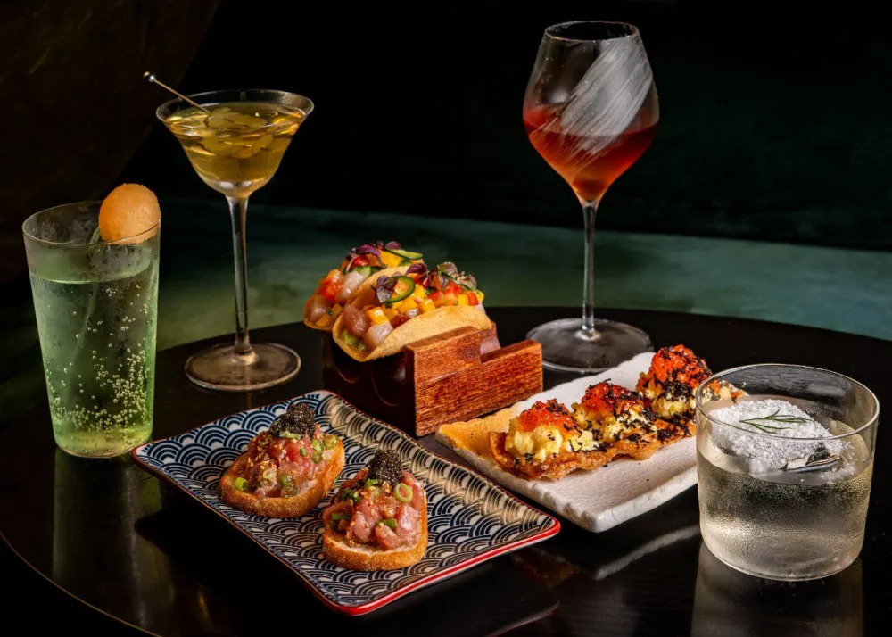 Food and drinks selection at Yume, a new cocktail bar in Hong Kong