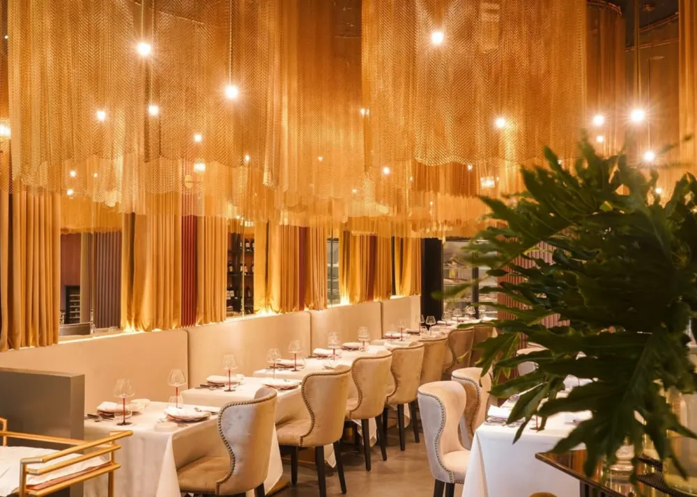 Gold interiors of Carmelo's Steakhouse