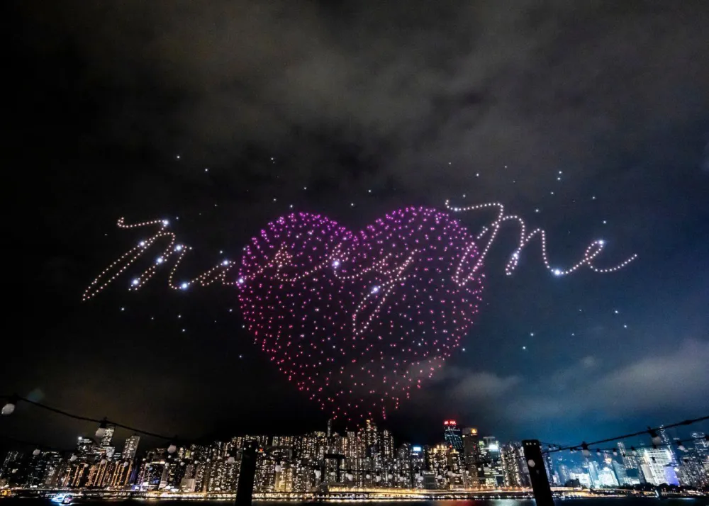 Kerry Hotel Hong Kong's drone light show display
