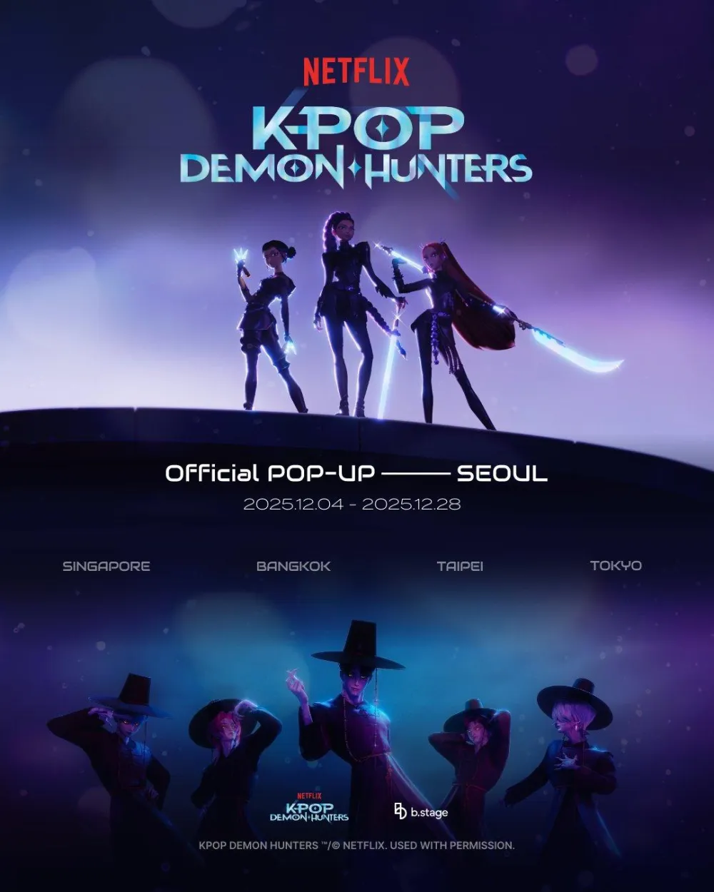Official poster for the upcoming "KPop Demon Hunters" Pop Up in Seoul