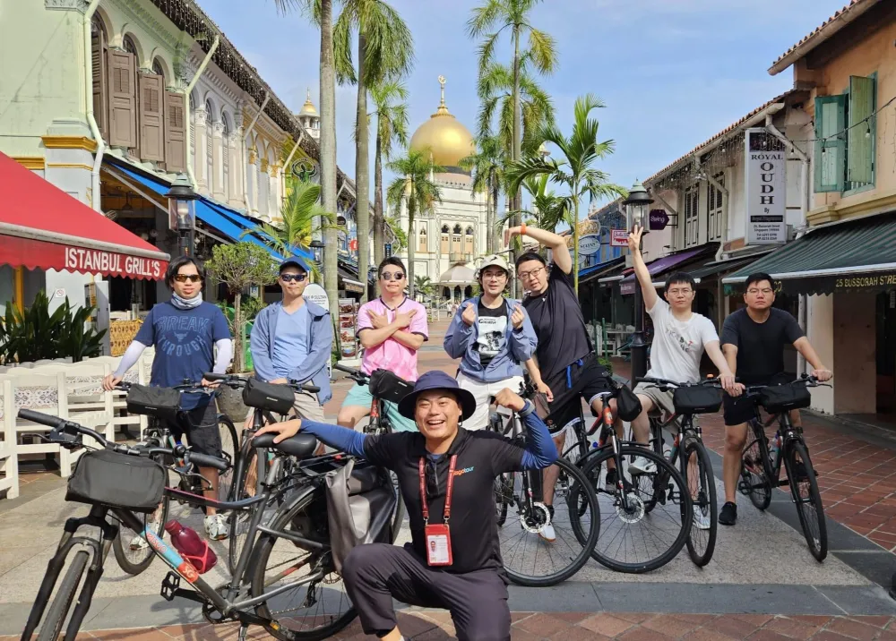 Tourists Joining Let's Go Bike Singapore Group Tour