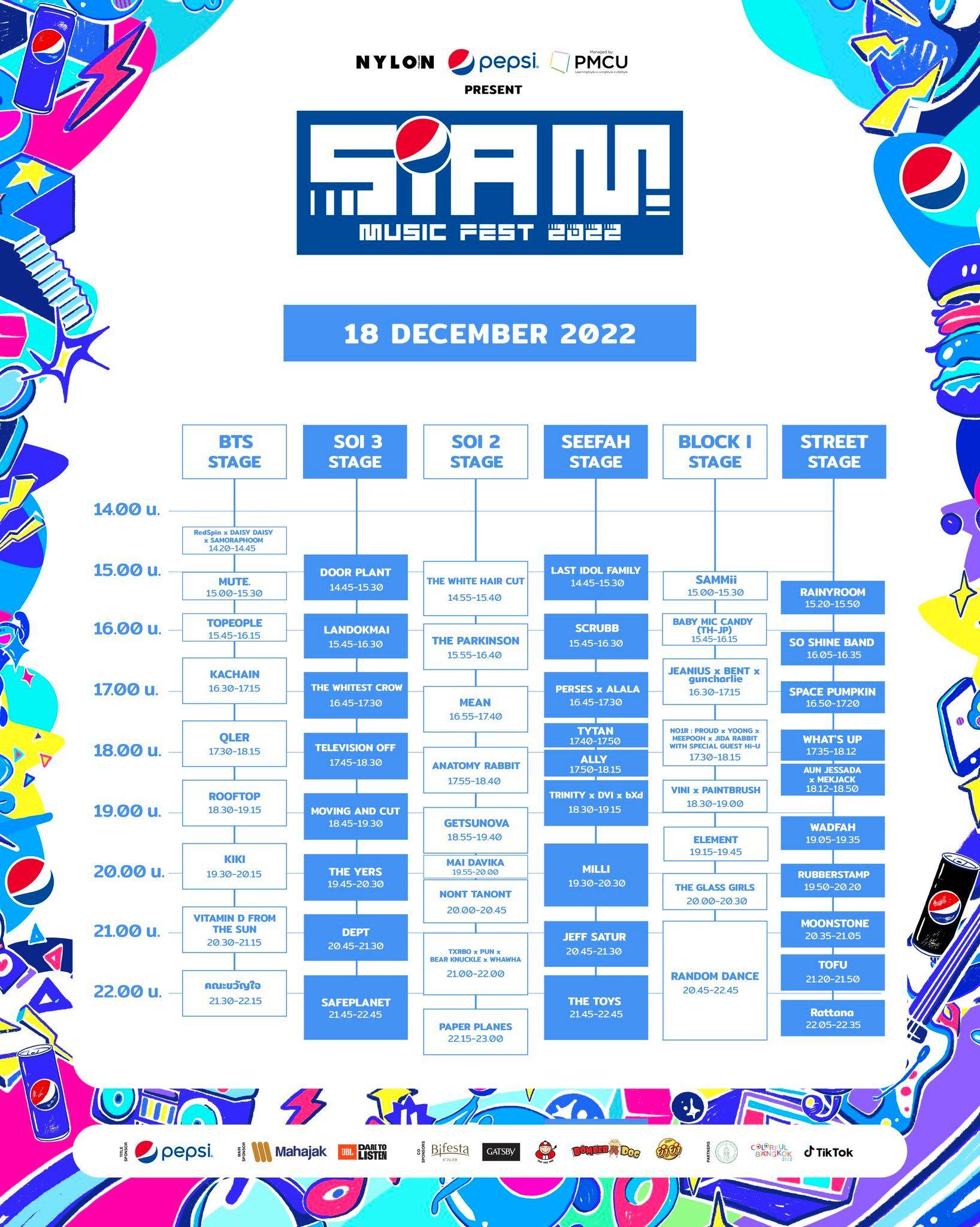Siam Music Fest 2022 schedule