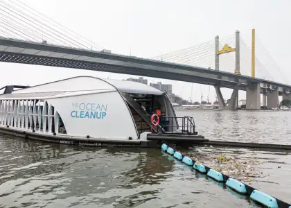 The Ocean Cleanup Deploys Cleanup Boat in Chao Phraya River