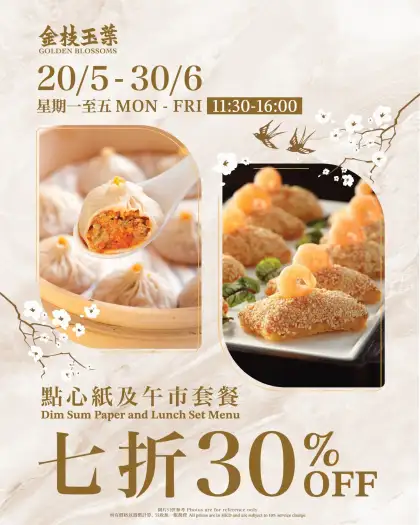 30 Off Dim Sum Paper Set Lunch Menu at Golden Blossoms