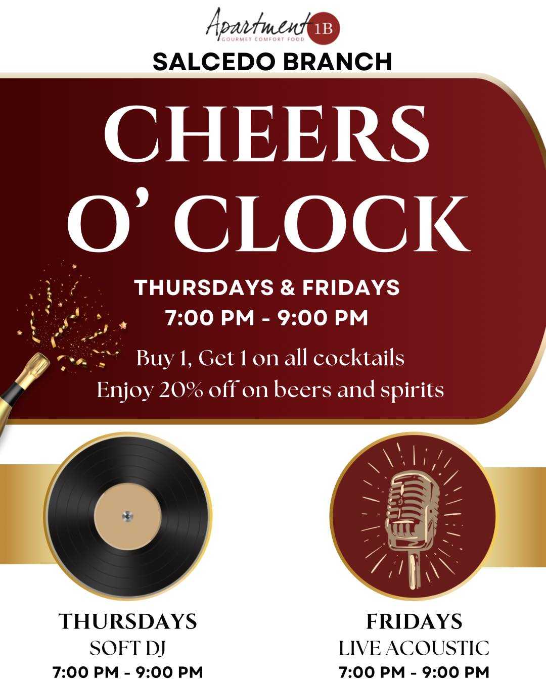 Apartment 1B - Cheers O' Clock at Salcedo