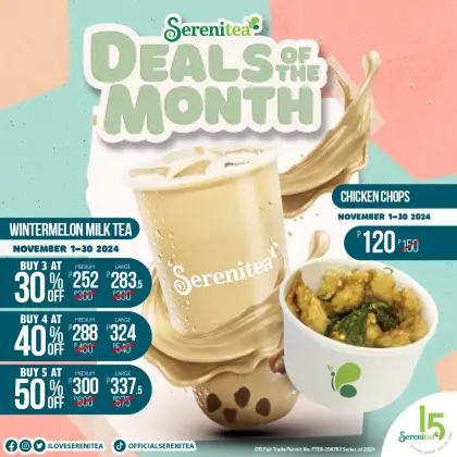Serenitea Deals of the Month Chicken Chops and Wintermelon Milk Tea