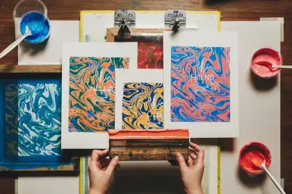7 Screenprinting Workshop: Marvellous Marbling, Masked Messages