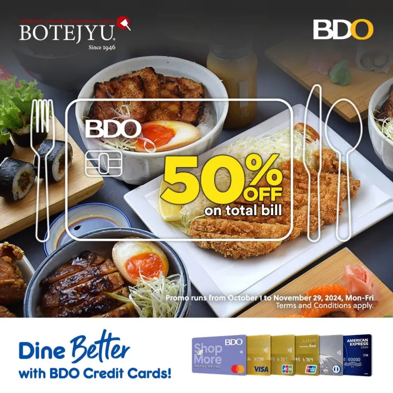 BDO 50 OFF at Botejyu Greyhound Cafe Paper Moon Cafe and Maple Tree House