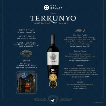 9. Terrunyo Wine Pairing Dinner at Mott 32 Singapore