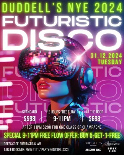 9 Duddell’s NYE 2024: Futuristic Disco