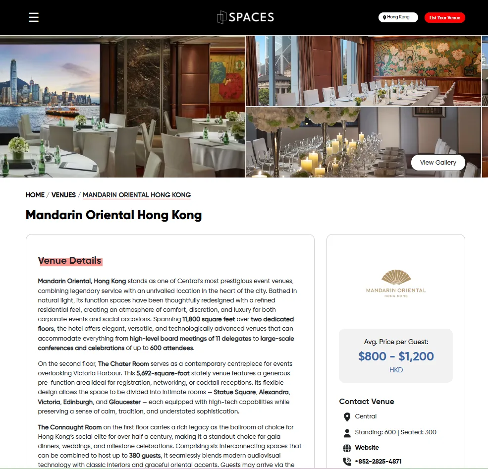 The SPACES listing