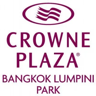 Crowne Plaza Bangkok Lumpini Park logo in purple text with a wavy symbol above the name on a white background.
