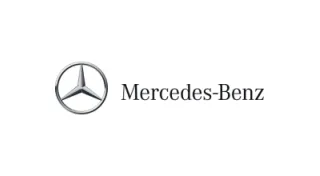 Mercedes-Benz logo featuring a silver three-pointed star in a circle, placed to the left of the brand name “Mercedes-Benz” in black text on a white background.