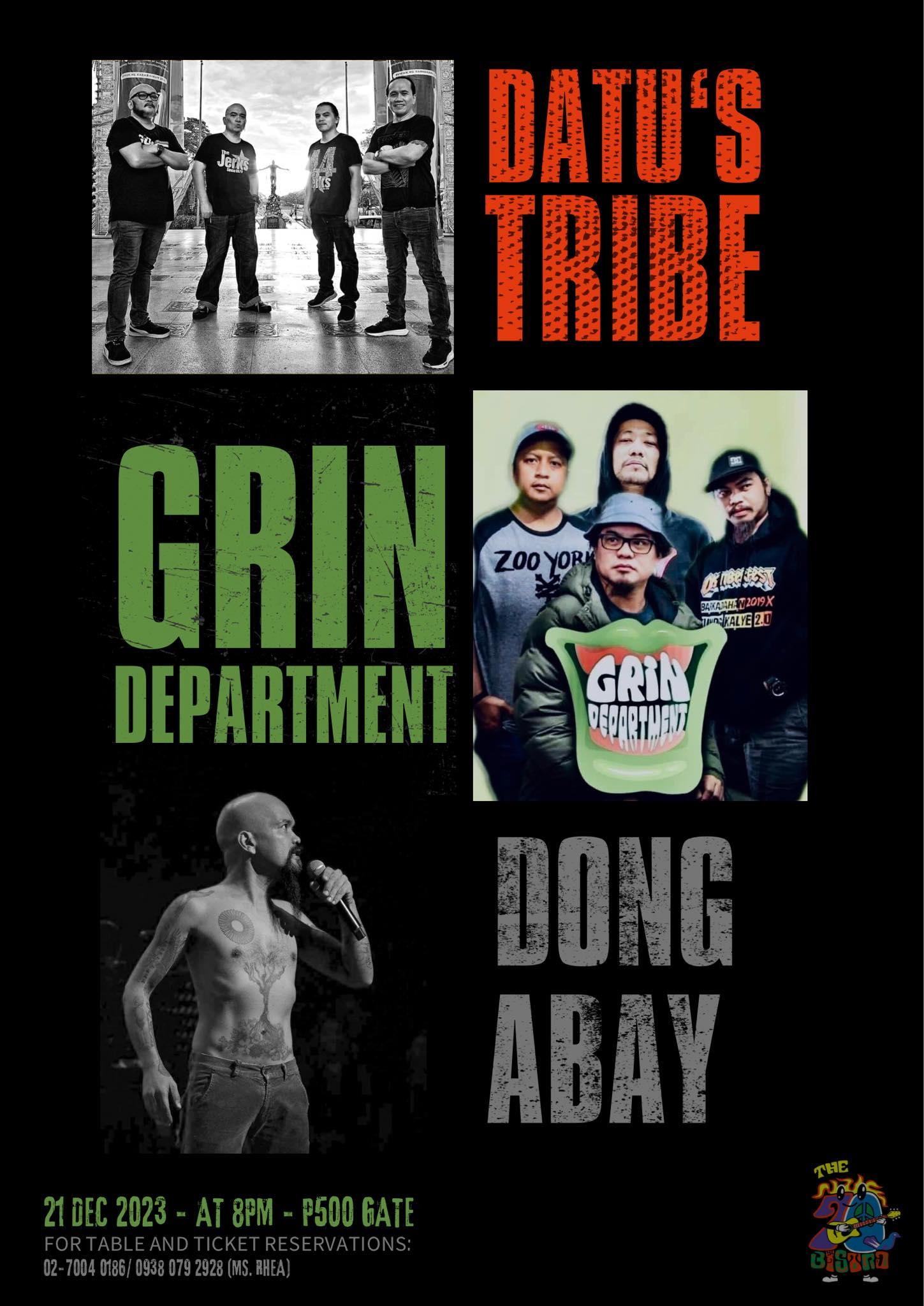 Dong Abay, Datu's Tribe, and Grin Department at 70's Bistro