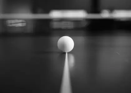 Ping pong ball on white line closeup nobody 2021 08 29 14 19 53 utc