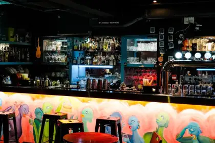 photo of a bar view with dark ambience