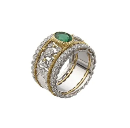 Emerald in Buccellati Premium Band Ring High Jewellery