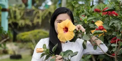 woman with a flower