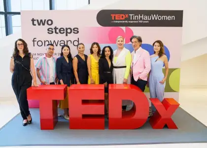 tedxtinhau women 2023 speakers in group photo maaike stienebach interview