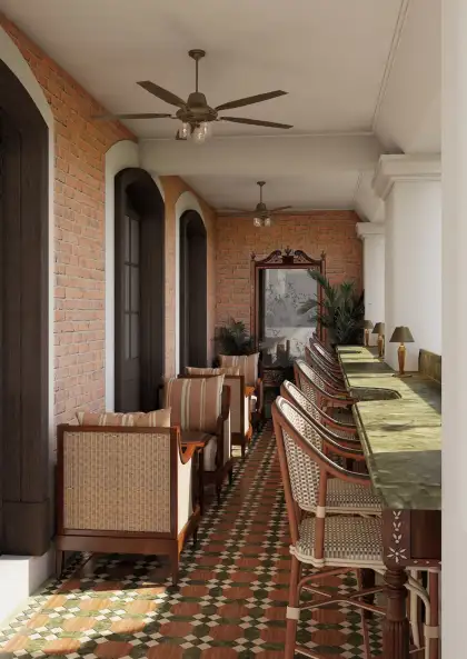 Row of chairs and resting area