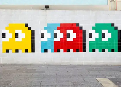invader hunter pixel artwork hong kong