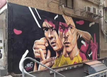 bruce lee graffiti sheung wan staircase hong kong