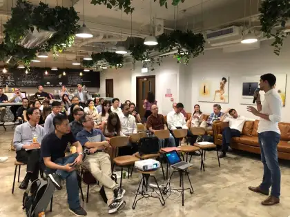 people participating in a talk