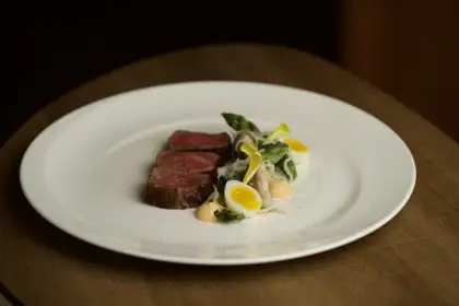 Hida-Gyu with Sambal and New Territories Vegetables