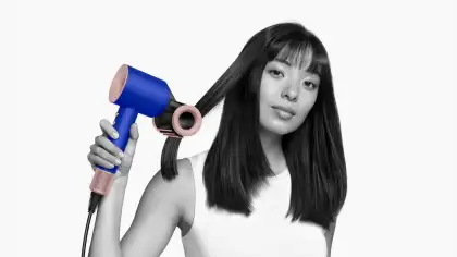 girl with a dyson dryer
