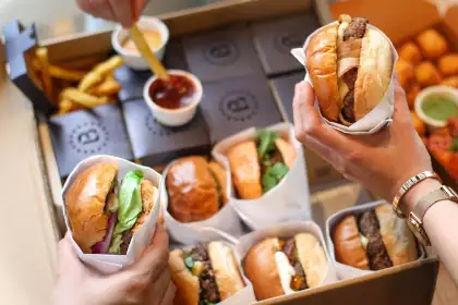 burgers  on a box