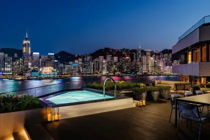 Regent Hong Kong Hotel CEO Suite Rooftop Terrace at Night