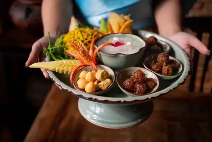 A photo of "khao chae" or summertime rice