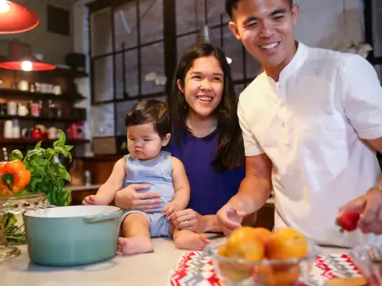 family cooking dinner