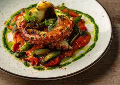 Mediterranean style grilled octopus Ole Spanish Restaurant