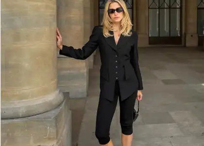 All black outfit featuring capris