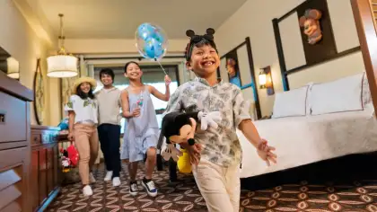 Family at Disney Explorers Lodge