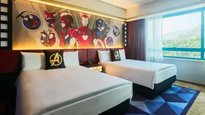 Marvel themed room at HK Disneyland