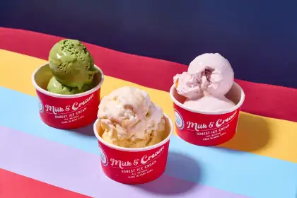 (Left) Matcha & Okinawa Sugar; (Middle) Salted Caramel Peanut; (Right) Peach Melba