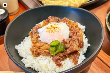 Gyudon with poached egg