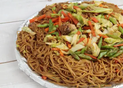 pancit canton in a bilao