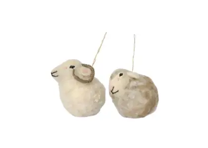 Hand-Stitched Felt Sheep and Ram